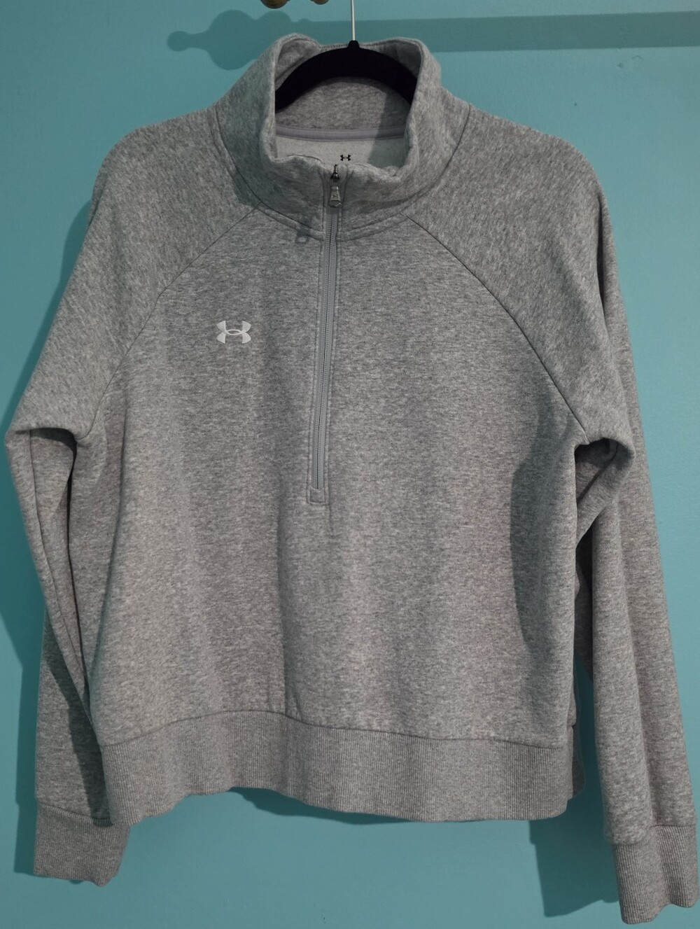 Under Armour Women's Rival Fleece Half Zip Top Gray Light Heather Sz M EUC $55 - Picture 7 of 16